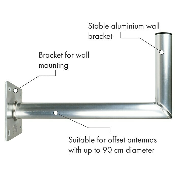 Schwaiger Winkelwandhalter (Wandabstand: 45 cm, Aluminium, Silber)