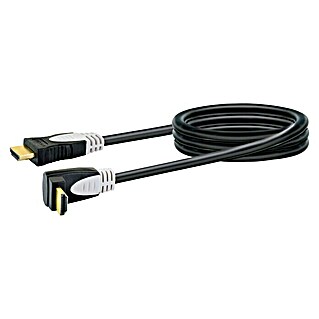 Schwaiger HDMI-Kabel mit Ethernet (Schwarz, 1,5 m, 18 Gbit/s, 90° abgewinkelt)