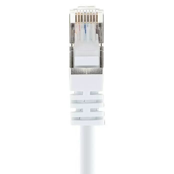 Schwaiger Netzwerk-Kabel - Länge: 10 m, Weiß, RJ45-Stecker, Bis zu 1 GBit/s - Detailaufnahme