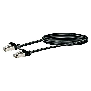Schwaiger Netzwerk-Kabel (CAT6, Länge: 1 m, Schwarz, RJ45-Stecker, Bis zu 1 GBit/s)