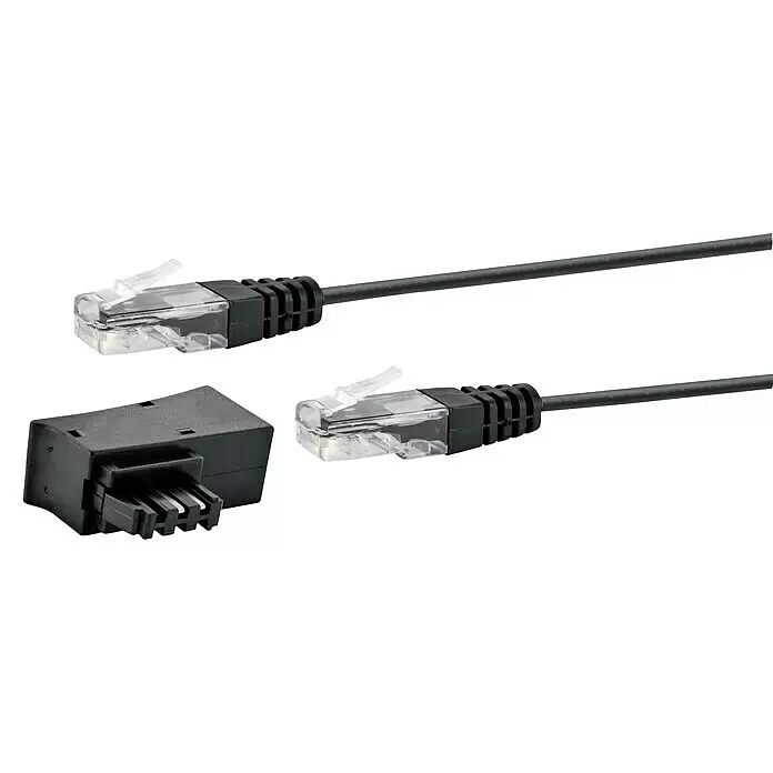 DSL-Anschlusskabel - RJ45-Stecker, 3 m, Schwarz - Detailaufnahme