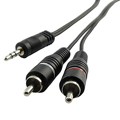 Schwaiger Audio-Kabel (2 x Cinch-Stecker, 1 x Klinkenstecker 3,5 mm, Schwarz, 1,5 m)
