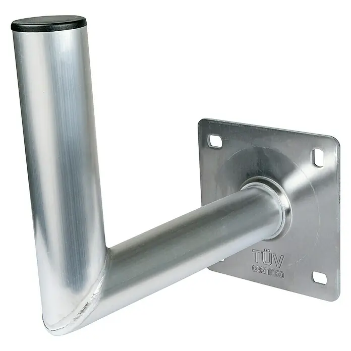 Schwaiger Winkelwandhalter - Wandabstand: 25 cm, Aluminium, Silber - Silberne Wandhalterung für Antenne oder Satellitenschüssel mit TÜV-Zertifizierung für sicheren Halt und zuverlässige Leistung.