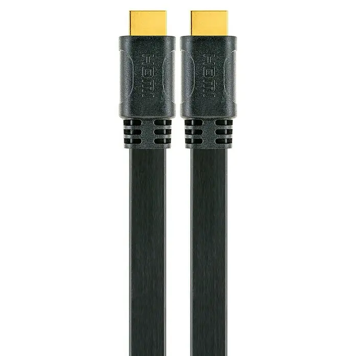 Schwaiger HDMI-Kabel mit Ethernet - Schwarz, Grau, 1,5 m, 18 Gbit/s - Ein Paar HDMI-Kabel mit goldenen Anschlüssen und schwarzer Ummantelung für hochwertige Audio- und Videoübertragung.