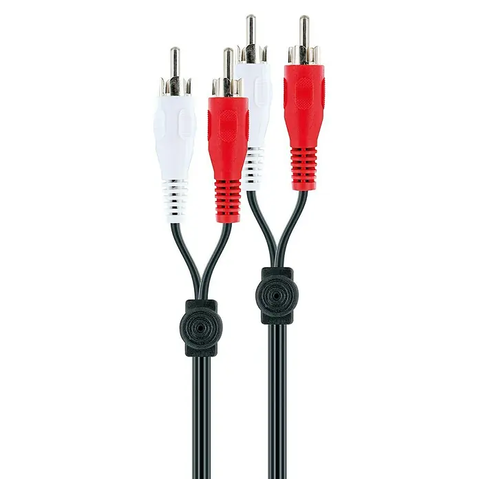 Schwaiger Cinch-Kabel - Cinch-Stecker, Länge: 10 m - Dieses Bild zeigt ein RCA-Audiokabel mit roten und weißen Anschlüssen, die für Stereosysteme unerlässlich sind.