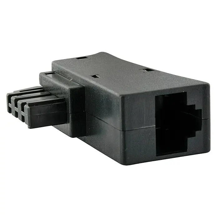 Schwaiger TAE-Adapter TAE/DSL - RJ45-Buchse, TAE-F-Stecker - Schwarzer Telefonadapter mit zwei Anschlüssen zum Verbinden von zwei Telefonkabeln, um die Reichweite zu erhöhen oder Verbindungen zu erstellen.
