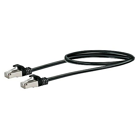 Schwaiger Netzwerk-Kabel (CAT6, Länge: 0,5 m, Schwarz, RJ45-Stecker, Bis zu 1 GBit/s)