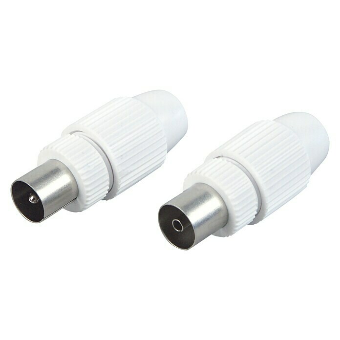 Schwaiger Koax-Set (IEC-Stecker, IEC-Buchse, Schraubbare Innenleiter, Weiß)