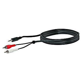 Schwaiger Adapterkabel (3 m, 2 x Cinch-Stecker, 1 x Klinkenkupplung 3,5 mm, Schwarz, Weiß/Rot)