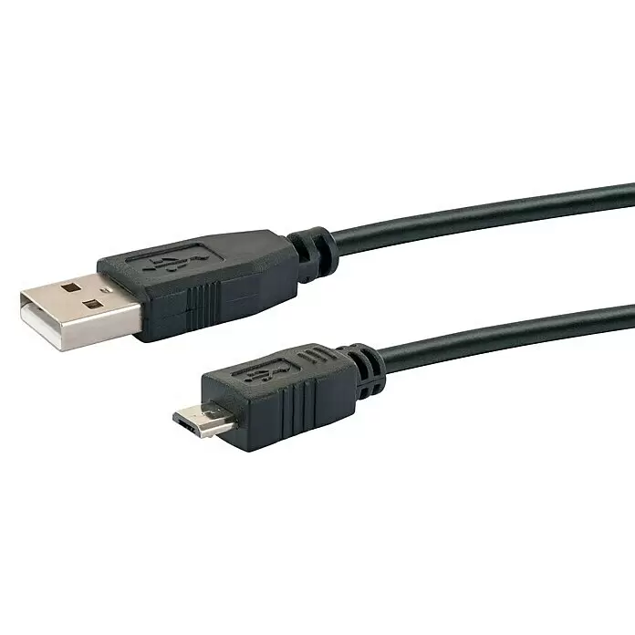 Schwaiger USB-Kabel 2.0 - 1,8 m, USB A-Stecker, USB Micro-B-Stecker, Schwarz - Detailaufnahme