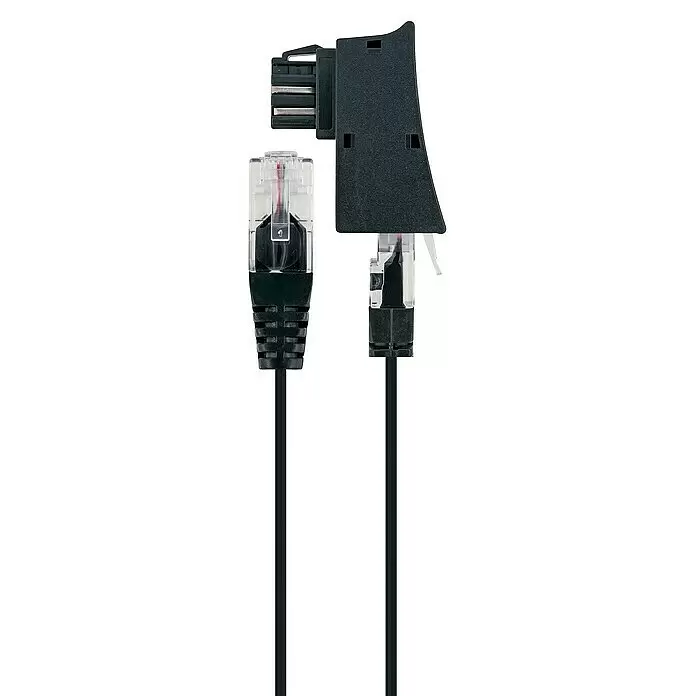 DSL-Anschlusskabel - RJ45-Stecker, 3 m, Schwarz - Detailaufnahme