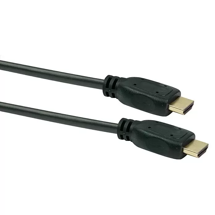 Schwaiger HDMI-Kabel - 0,7 m, Schwarz, 18 Gbit/s - Schwarzes HDMI-Kabel mit zwei vergoldeten Typ-A-Steckern.