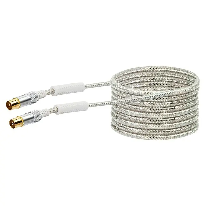 Schwaiger Koaxialkabel - 10 m, Transparent, Schirmungsmaß: 110 dB - Hochwertiges Antennenkabel mit vergoldeten Steckern für optimale Signalübertragung und eine verbesserte Bildqualität.