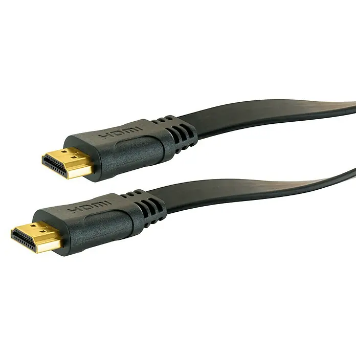 Schwaiger HDMI-Kabel mit Ethernet - Schwarz, Grau, 1,5 m, 18 Gbit/s - Zwei flache HDMI-Kabel mit vergoldeten Anschlüssen für hochwertige Audio- und Videoübertragung.