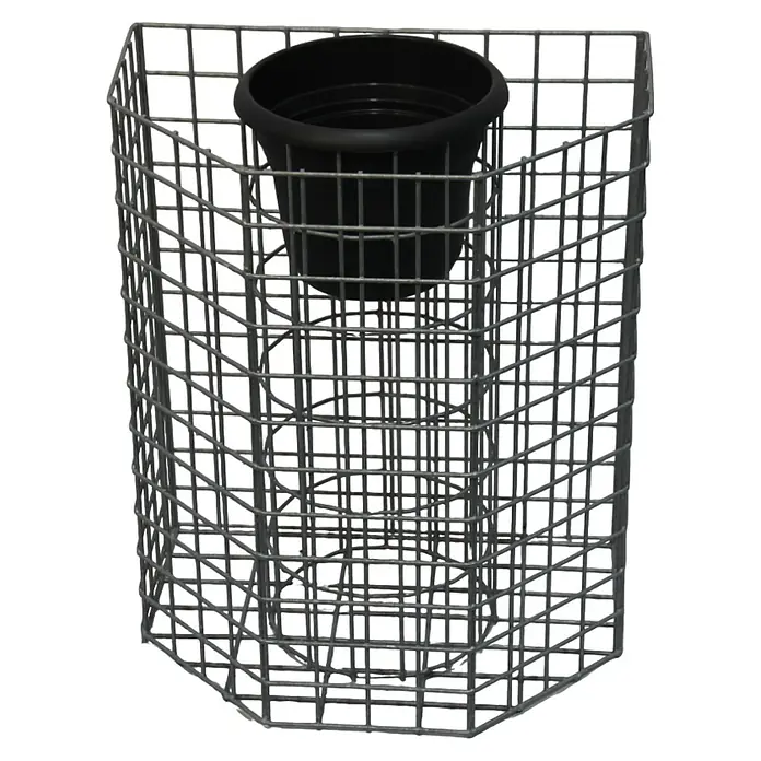 Gabiona Gabionensäule für Blumen - Höhe: 62 cm, Stahl, Maschenbreite: 50 mm, Maschenhöhe: 50 mm - Der graue Gabionen-Pflanzkorb in Drahtgitteroptik mit schwarzem Kunststoffeinsatz ist eine stilvolle Ergänzung für jeden Garten.