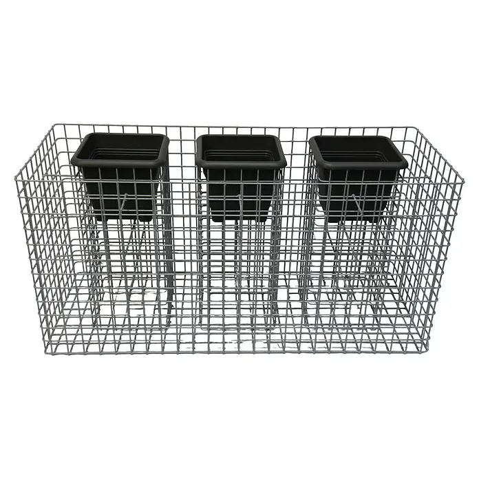 Gabiona Gabionensäule für Blumen - 127 x 52 x 62 cm, Stahl, Maschenbreite: 50 mm, Maschenhöhe: 50 mm - Das Gabionen-Pflanzgefäß ist ein dekoratives Element für den Garten. Das Metallgeflecht mit den Pflanztöpfen ist wetterfest und langlebig.