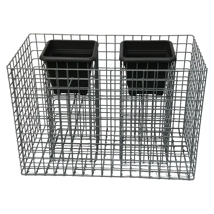Gabiona Gabionensäule für Blumen - 92 x 52 x 62 cm, Stahl, Maschenbreite: 50 mm, Maschenhöhe: 50 mm - Drahtgitter Pflanzgefäß mit zwei schwarzen, rechteckigen Einsätzen. Ideal für Garten oder Balkon zur Dekoration und Pflanzenaufzucht.