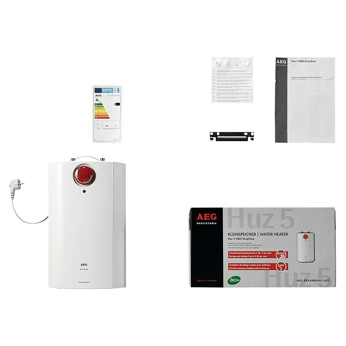 AEG Termo eléctrico Huz 5 DropStop (5 l, Rango de temperaturas: 35 °C - 85 °C, Montaje bajo mesa) | BAUHAUS