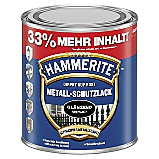 Hammerite Metall-Schutzlack (Schwarz, 1 l, Glänzend, Lösemittelhaltig)