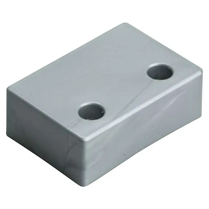 Walteco Möbelfuß - L x B x H: 4 x 6 x 2 cm, Kunststoff - Grauer, rechteckiger Möbelblock mit zwei Löchern. Der Möbelblock ist ideal für die Montage und bietet eine stabile Basis.