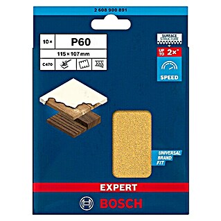 Bosch Expert Schleifpapier C470 (L x B: 115 x 107 mm, Körnung: 60, 10 Stk.)