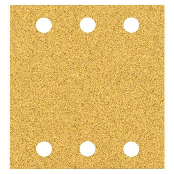 Bosch Expert Schleifpapier C470 - L x B: 115 x 107 mm, Körnung: 60, 10 Stk. - Dieses quadratische Schleifpapier mit sechs Löchern ist ideal zum Schleifen von Holz und anderen Materialien. Es bietet eine gleichmäßige Oberfläche.