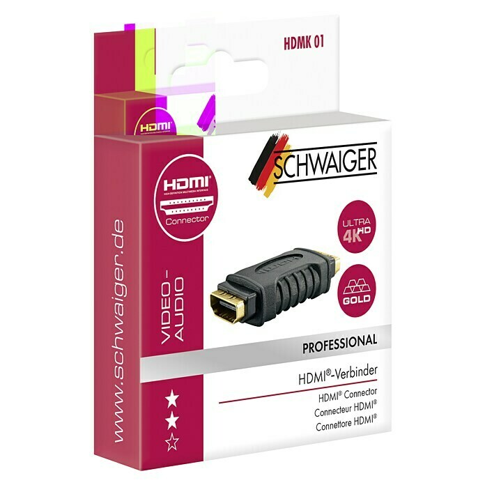 Schwaiger (Schwarz, 2 HDMI-Buchsen, Vergoldete Kontakte, Geschirmt) |