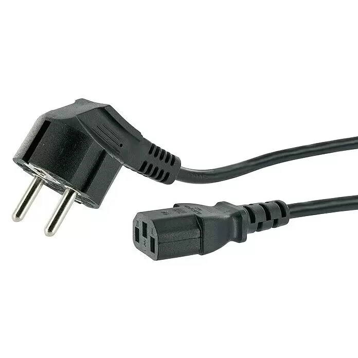 Schwaiger Stromversorgungskabel - 1,8 m, Schwarz - Schwarzes Stromkabel mit Schuko-Stecker und IEC C13 Buchse zum Anschluss elektronischer Geräte.