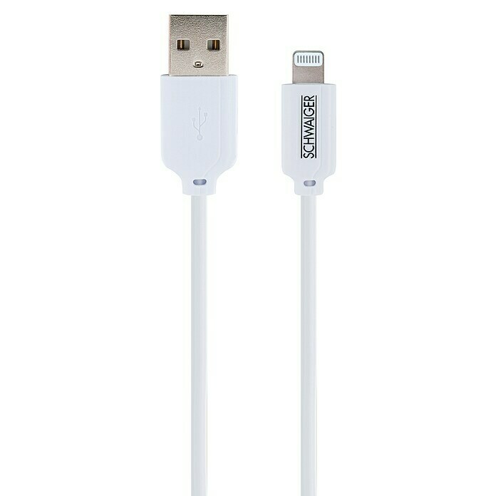Schwaiger USB-Ladekabel (Weiß, Länge: 2 m, USB A-Stecker,  Lightning-Stecker)
