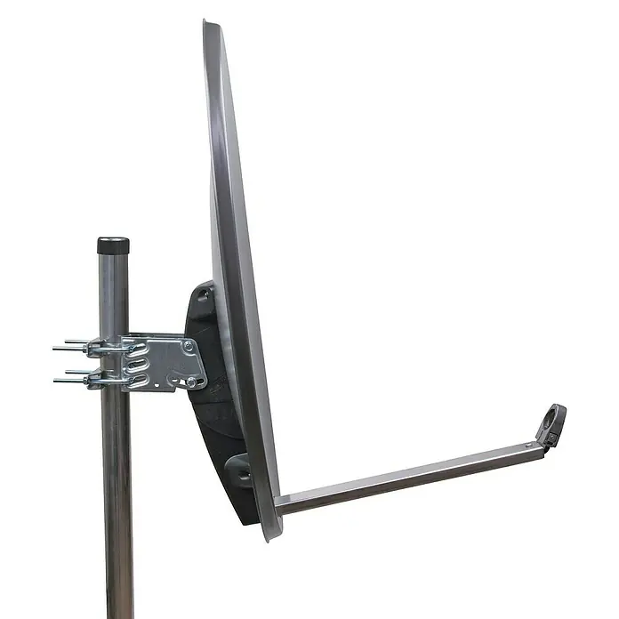 Schwaiger Satellitenschüssel - Aluminium, Anthrazit, Durchmesser Spiegelfläche: 74,5 cm - Satellitenschüssel mit Halterung. Diese robuste Schüssel ist ideal für zuverlässigen Empfang und einfache Installation.