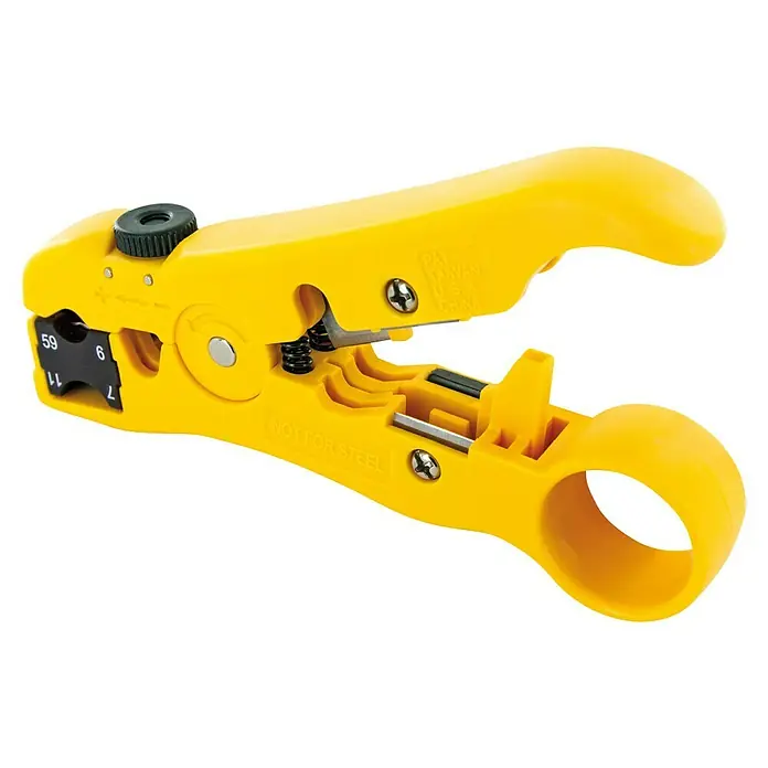 Schwaiger Abisolierwerkzeug Universal - Gelb, 20 x 120 x 170 mm - Gelbe Abisolierzange für präzises Abisolieren von Drähten verschiedener Stärken, ideal für Elektriker und Heimwerker.