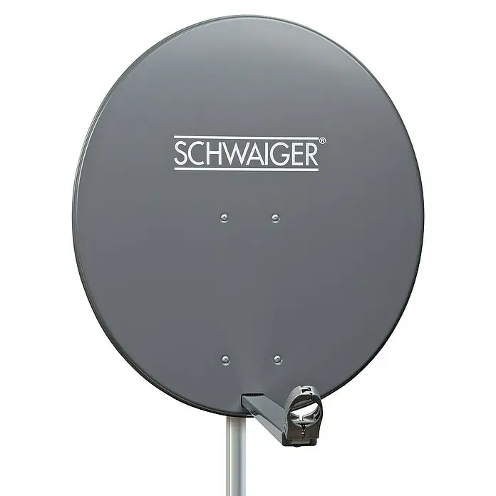 Schwaiger Satellitenschüssel - Aluminium, Anthrazit, Durchmesser Spiegelfläche: 74,5 cm - Graue SCHWAIGER Satellitenschüssel für optimalen Empfang von Satellitensignalen. Ideal für den Außenbereich und einfache Installation.