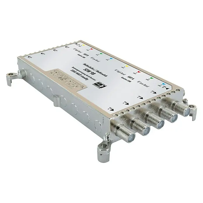 Schwaiger SAT-Multischalter 9 auf 8 - F-Buchse, Ausgangspegel: 97 dbµV (SAT) - Satelliten-Multischalter SEW 98 für gestochen scharfe Bildqualität. Optimiert für Receiver mit Null-Watt-Standby.