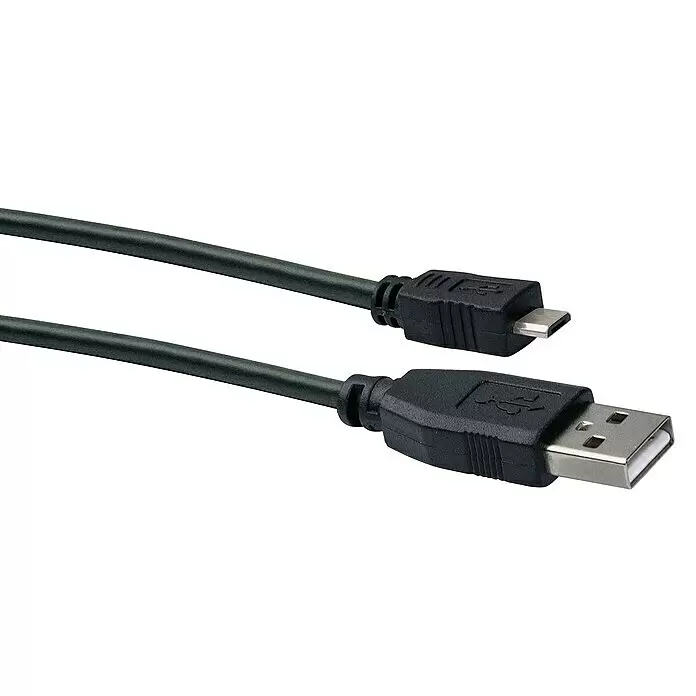 Schwaiger USB-Ladekabel - Schwarz, Länge: 0,5 m, USB A-Stecker, USB Micro-B-Stecker - Detailaufnahme