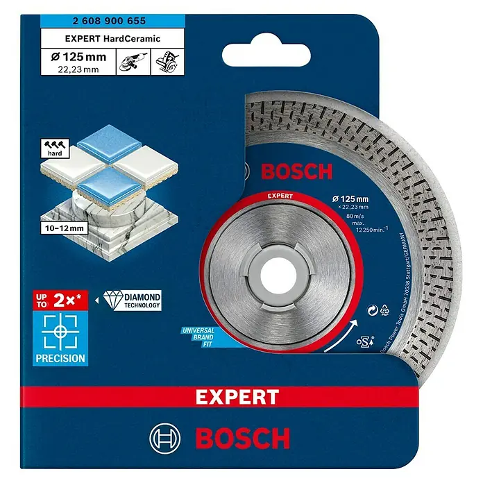 Bosch Professional Expert Trennscheibe Hardceramic - Bohrung: 22,23 mm - Bosch EXPERT HardCeramic Trennscheibe mit einem Durchmesser von 125 mm, geeignet für harte Keramikfliesen.