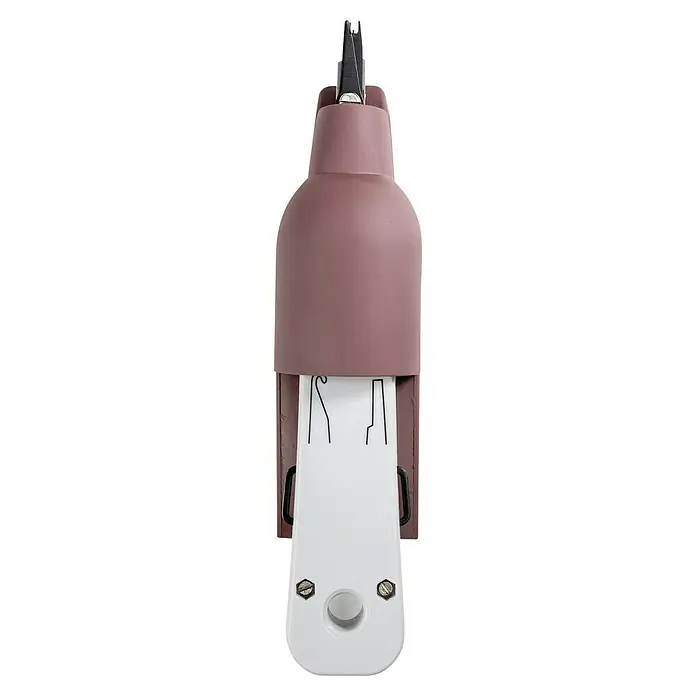 Schwaiger Anlegewerkzeug LSA PLUS - 125 x 20 x 70 mm - Das Bild zeigt einen Nahaufblick einer Schuhdehnerin in Braun und Weiß. Das Produkt hat eine elegante und praktische Form.