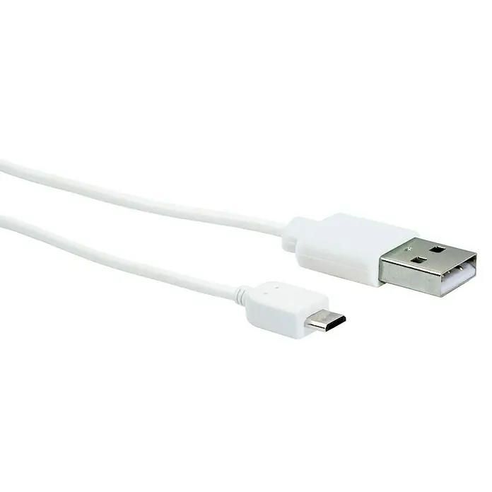 Schwaiger USB-Ladekabel - Weiß, Länge: 2 m, USB A-Stecker, USB Micro-B-Stecker - Weißes USB-Kabel mit Standard-USB- und Micro-USB-Anschlüssen für die Datenübertragung und das Aufladen von Geräten.