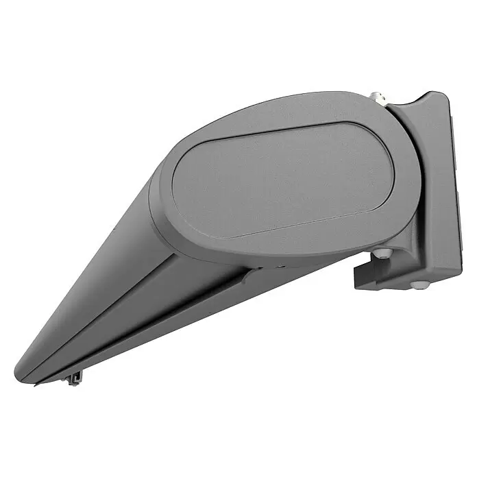 SM Vollkassettenmarkise REC-164 - Dunkelgrau, Farbe Gestell: Weißaluminum, Breite: 5 m, Ausfall: 3 m - Graues, strukturiertes Gehäuse für eine Markise.