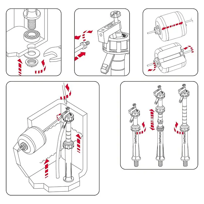 Válvula de llenado con boya -  - Una ilustración que muestra las instrucciones de montaje del producto, incluyendo fijaciones y herramientas.