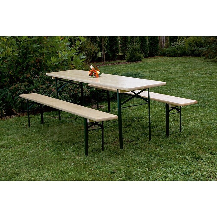 Bierzeltgarnitur (3-tlg., L x B x H: 220 x 50 x 75 cm, Natur)