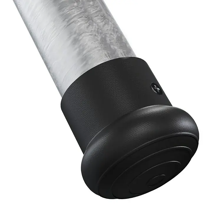Krause ClimTec AuslegerLänge: 2,6 m, Durchmesser: 39 mm - Detailaufnahme einer Stuhlbeinabdeckung aus Gummi, die auf ein Metallbein gesteckt ist und für sicheren Stand sorgt.