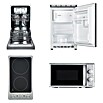 Respekta Cocina (195 cm, Con placa de dos fuegos, Gris)