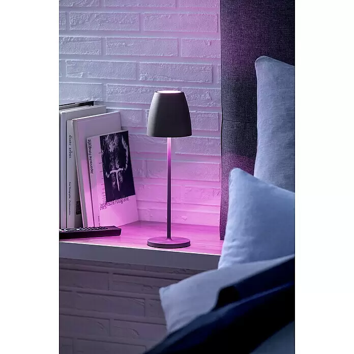 Lavida Akku-Tischleuchte Silea - 3,3 W, Anthrazit, Lichtfarbe: RGBW - Stimmungsaufnahme