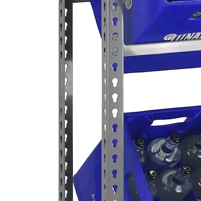 Simonrack Simonbottle Getränkekistenregal Bottleclick - H x B x T: 100 x 80 x 30 cm, Traglast Einlegeboden: 100 kg, Anzahl Böden: 2 Stk., Stecken, Grau - Detailaufnahme