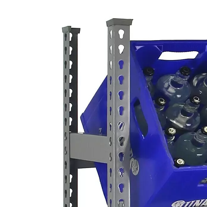 Simonrack Simonbottle Getränkekistenregal Bottleclick - H x B x T: 100 x 80 x 30 cm, Traglast Einlegeboden: 100 kg, Anzahl Böden: 2 Stk., Stecken, Grau - Detailaufnahme