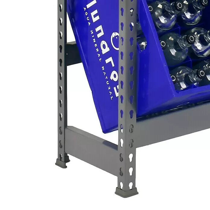 Simonrack Simonbottle Getränkekistenregal Bottleclick - H x B x T: 180 x 100 x 30 cm, Traglast Einlegeboden: 100 kg, Anzahl Böden: 3 Stk., Stecken, Grau - Detailaufnahme