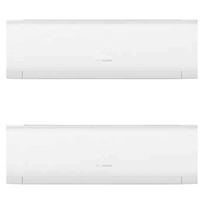 PR Klima Aire acondicionado Inverter Pro 2x1 - 3.400 W, 3.800 W, 15 m² - 25 m², Blanco - Dos aires acondicionados blancos Pro Klima para una temperatura ambiente confortable.