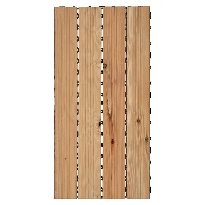 Klickfliese - Douglasie, 60 x 30 x 3 cm, Braun, 2 Stk. - Strukturierte Nahaufnahme von ineinandergreifenden Terrassendielen aus Holz, die die natürliche Maserung und Textur des Holzes hervorhebt.