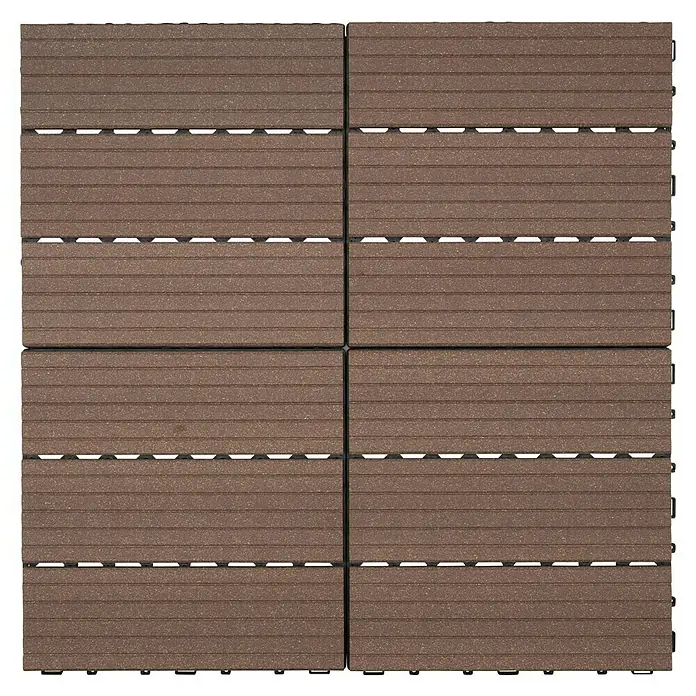 Klickfliese - WPC, 30 x 30 x 2,2 cm, 4 Stk., Marone - Quadratische Holzfliesen mit Nut-und-Feder-System für eine einfache Verlegung im Außenbereich, perfekt für Terrassen und Balkone.