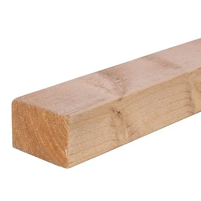 Unterkonstruktion - Kiefer, 200 x 7 x 4,5 cm - Nahaufnahme eines unbehandelten Holzstücks, ideal für Bau- oder Bastelprojekte. Natürliche Maserung und helle Farbe.
